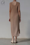 mame kurogouchi deep neck sleeveless dress MM22SS DR024 beige